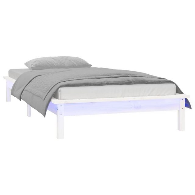 vidaXL Bett Massivholzbett mit LEDs Weiß 75x190 cm günstig online kaufen