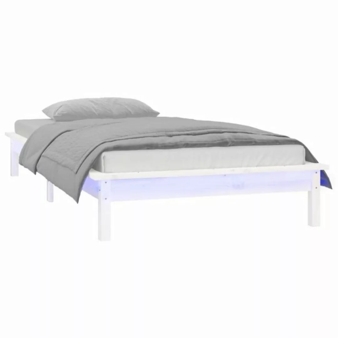 vidaXL Bett Massivholzbett mit LEDs Weiß 75x190 cm günstig online kaufen