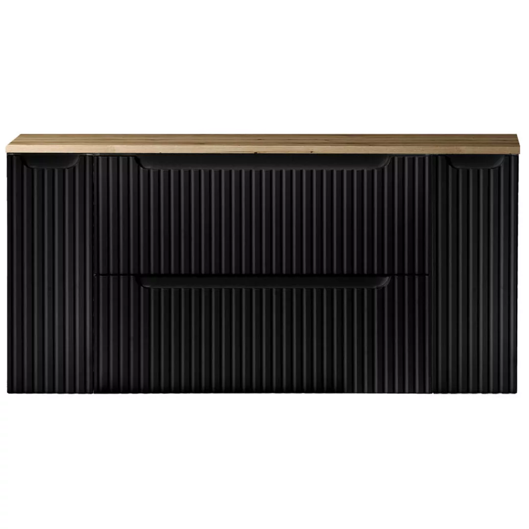 Waschtisch-Unterschrank 120cm, in schwarz mit Eiche, NEWPORT-56-BLACK günstig online kaufen