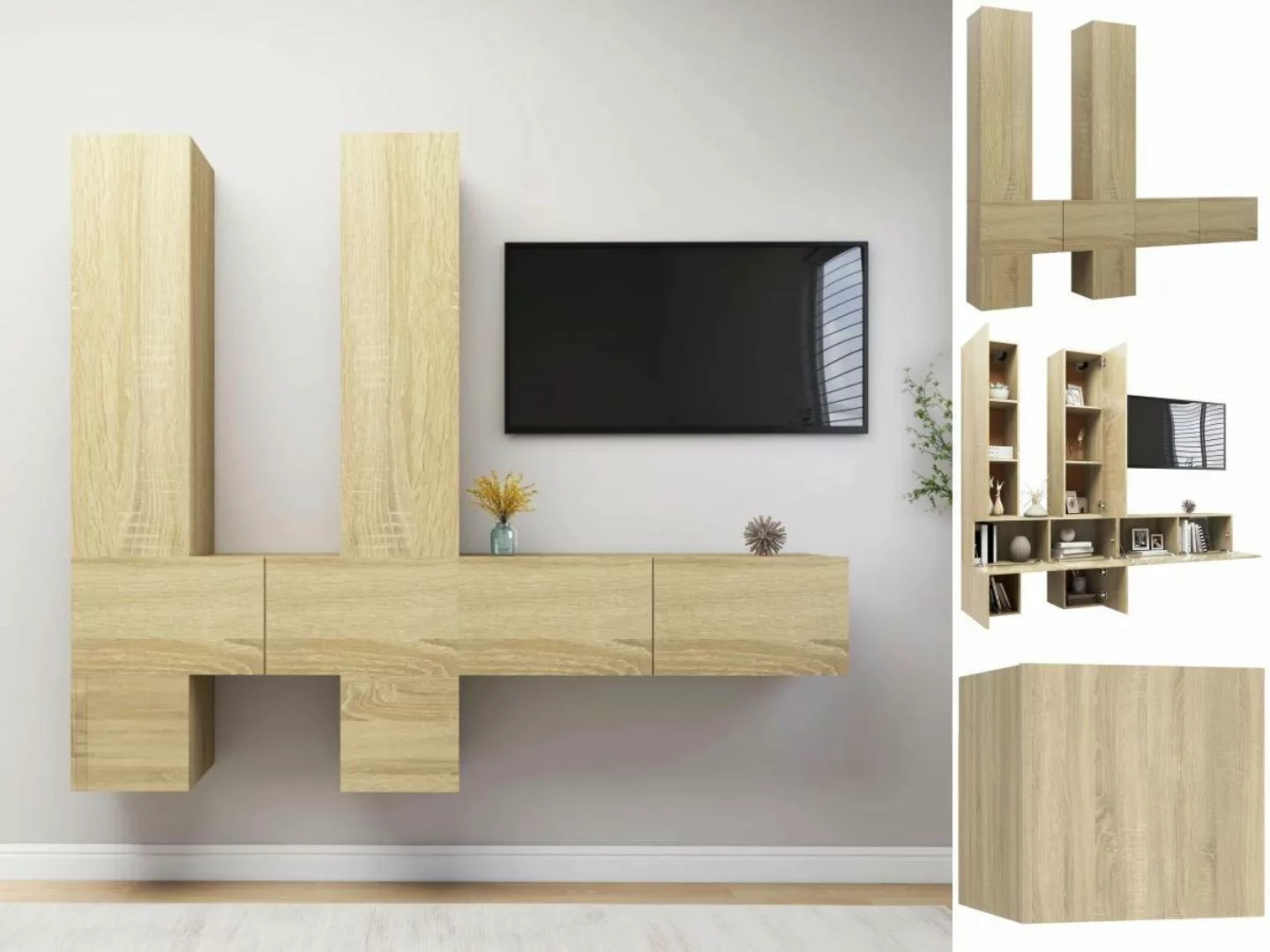 vidaXL TV-Schrank 6-tlg TV-Schrank-Set Sonoma-Eiche Spanplatte TV-Konsole f günstig online kaufen