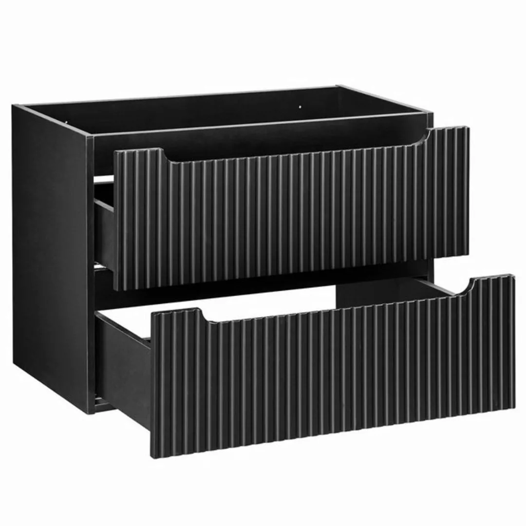 Lomadox Waschbeckenschrank NEWPORT-56-BLACK 80cm Badschrank 2 Auszüge schwa günstig online kaufen