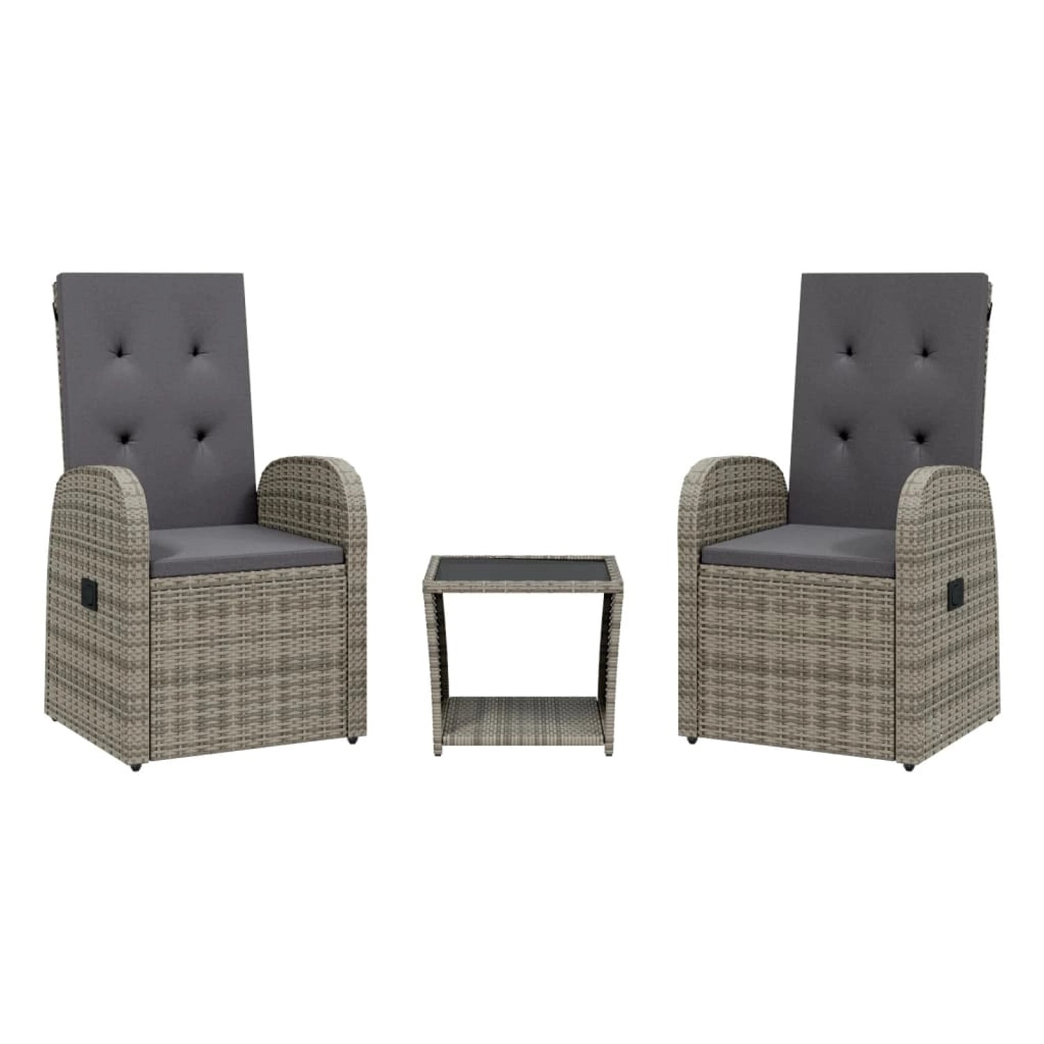 vidaXL 3-Tlg Garten-Essgruppe mit Kissen Grau Poly Rattan 3277607 günstig online kaufen