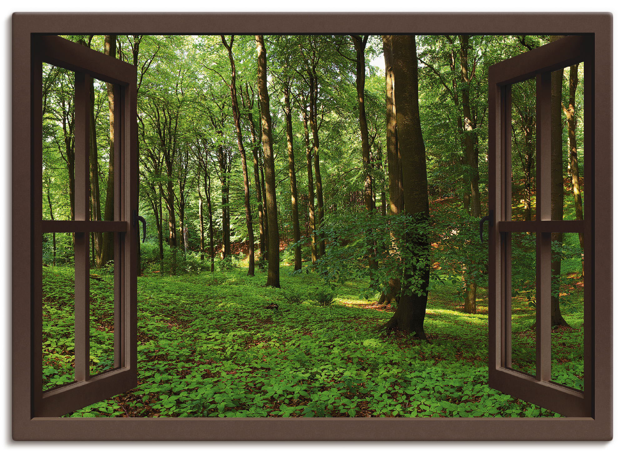 Artland Leinwandbild "Panorama Sommerwald, braun", Fensterblick, (1 St.), a günstig online kaufen