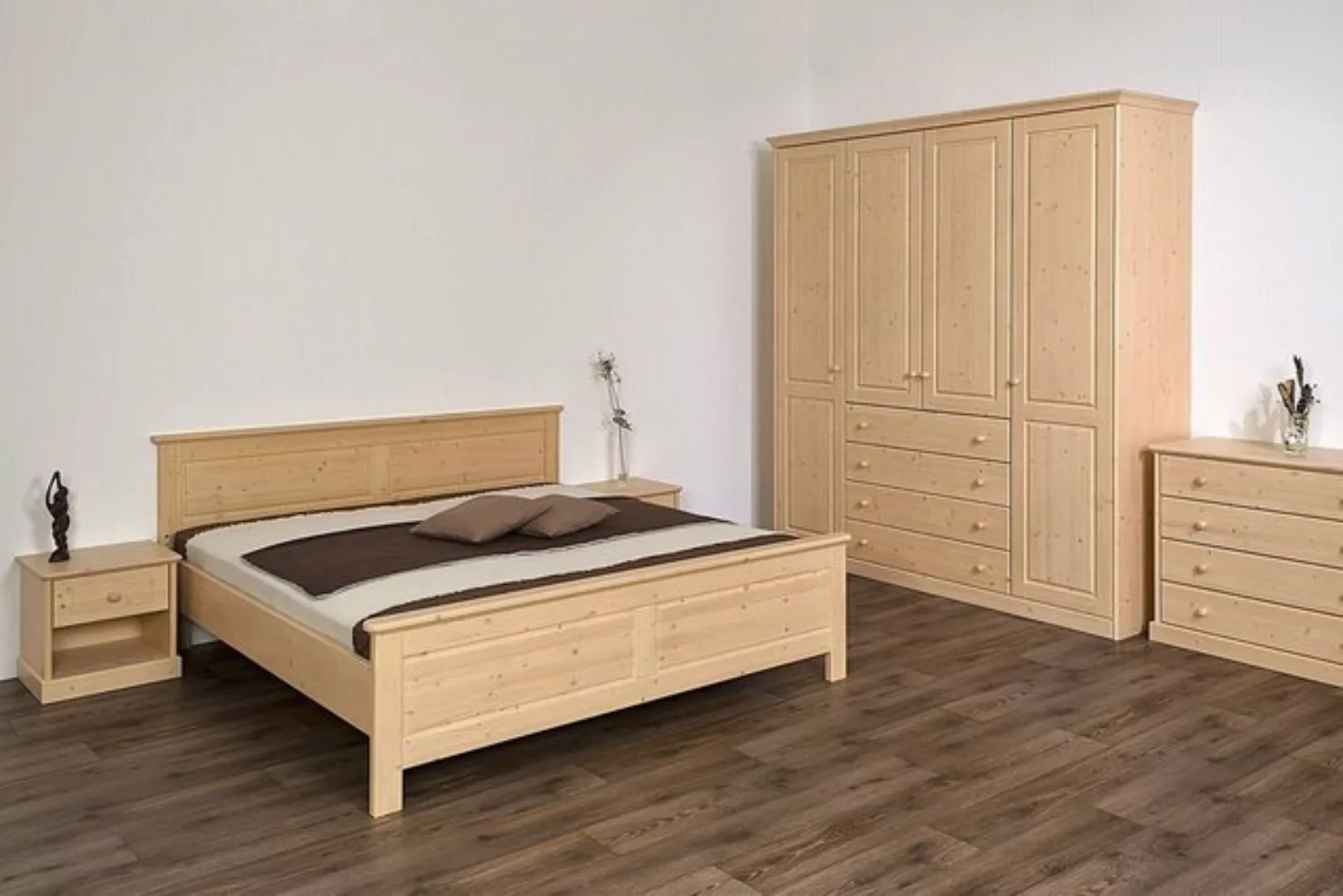 Natur24 Bett Doppelbett Innsbruck 180x200cm in Fichte Weiß lackiert mit Kop günstig online kaufen