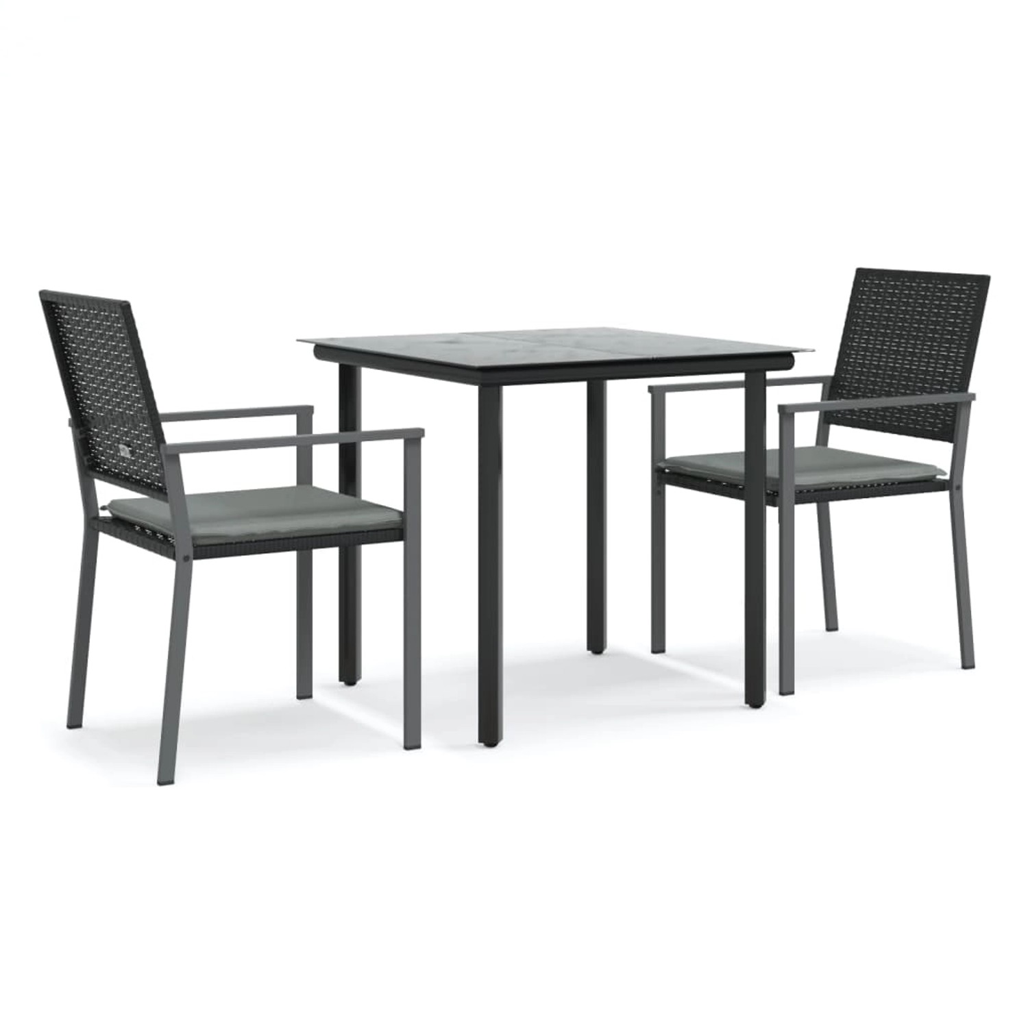 vidaXL 3-Tlg Garten-Essgruppe mit Kissen Poly Rattan und Stahl 3187017 günstig online kaufen