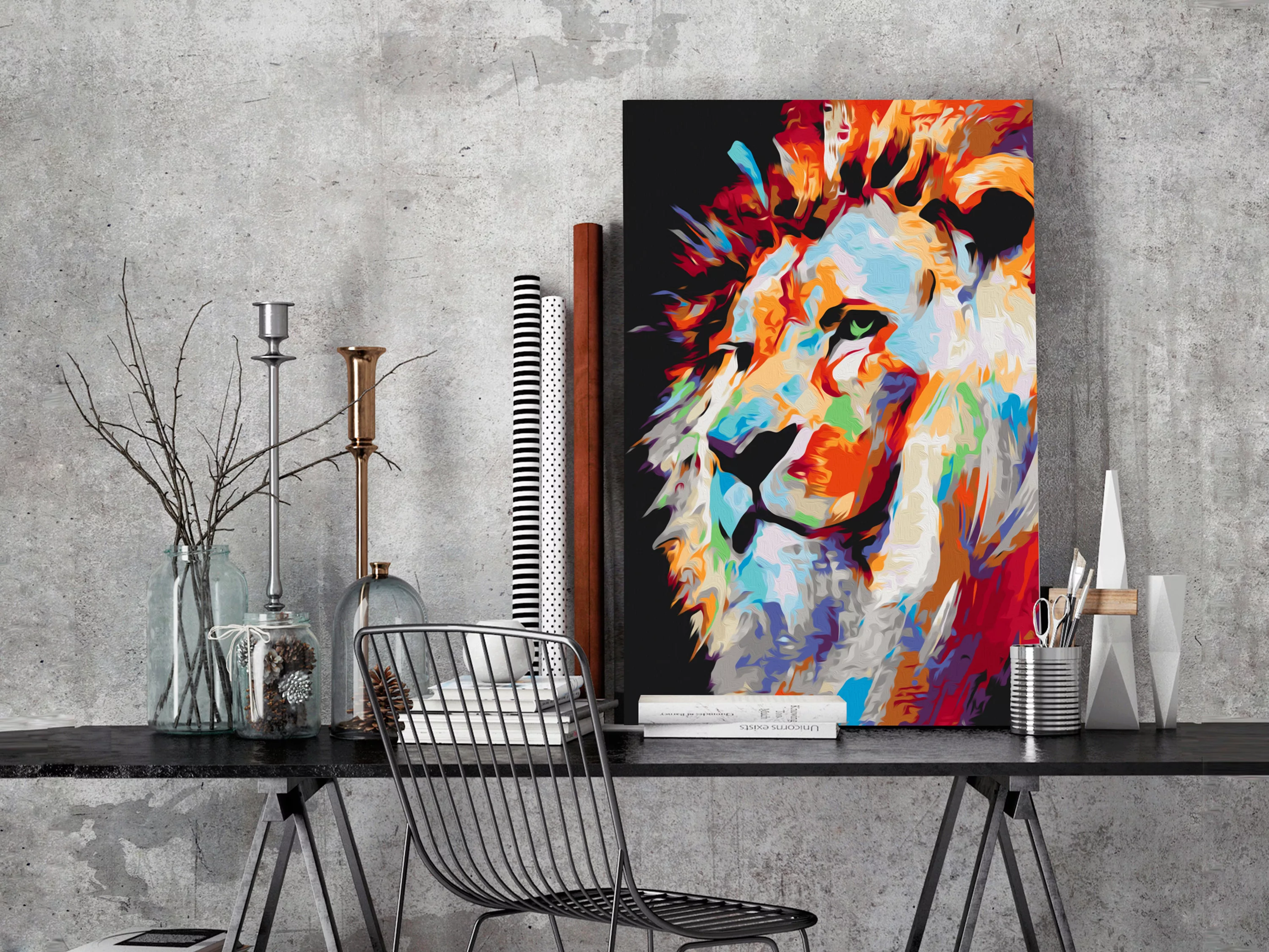 Malen Nach Zahlen - Portrait Of A Colourful Lion günstig online kaufen