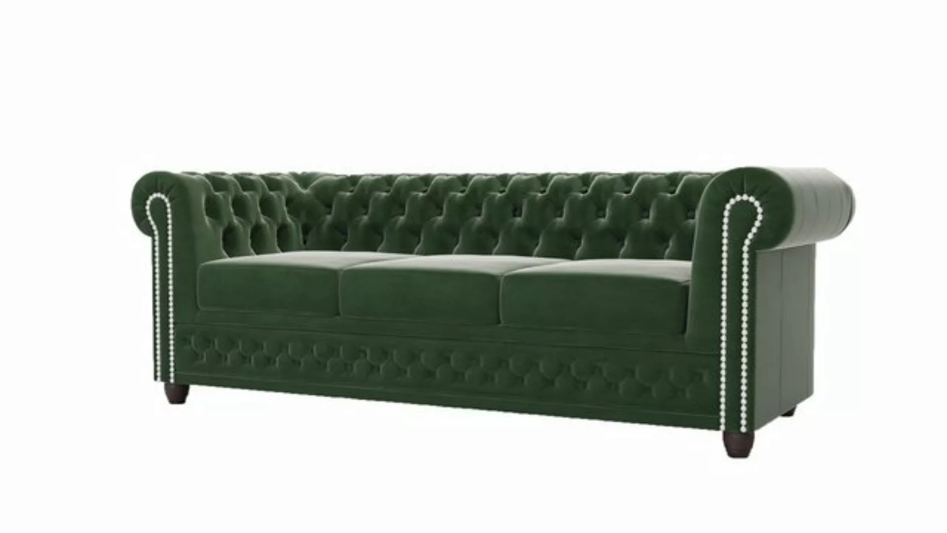 S-Style Möbel Chesterfield-Sofa Chesterfield Lena 3 sitzer Sofa aus Samt-St günstig online kaufen