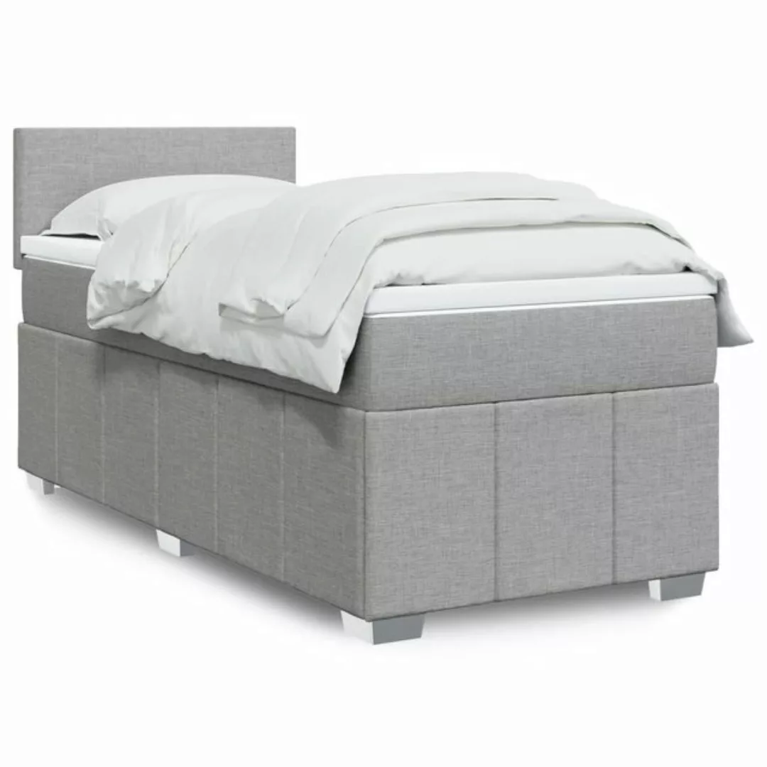 vidaXL Boxspringbett, Boxspringbett mit Matratze Hellgrau 90x190 cm Stoff günstig online kaufen