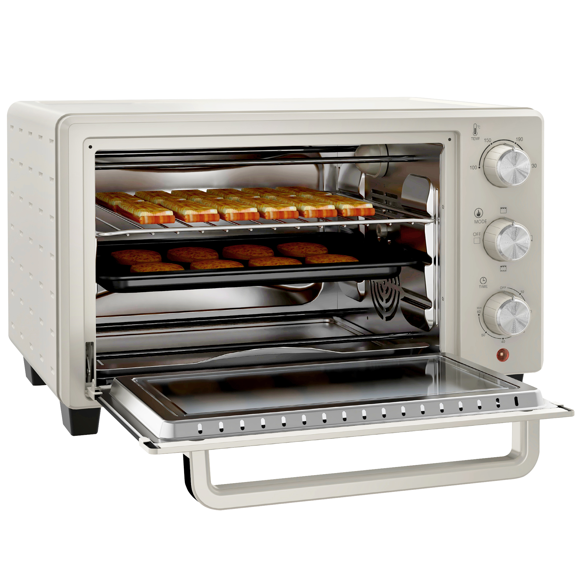 HOMCOM Mini Backofen 21L Pizza-Ofen Miniofen Backblech Grillrost Krümmelble günstig online kaufen