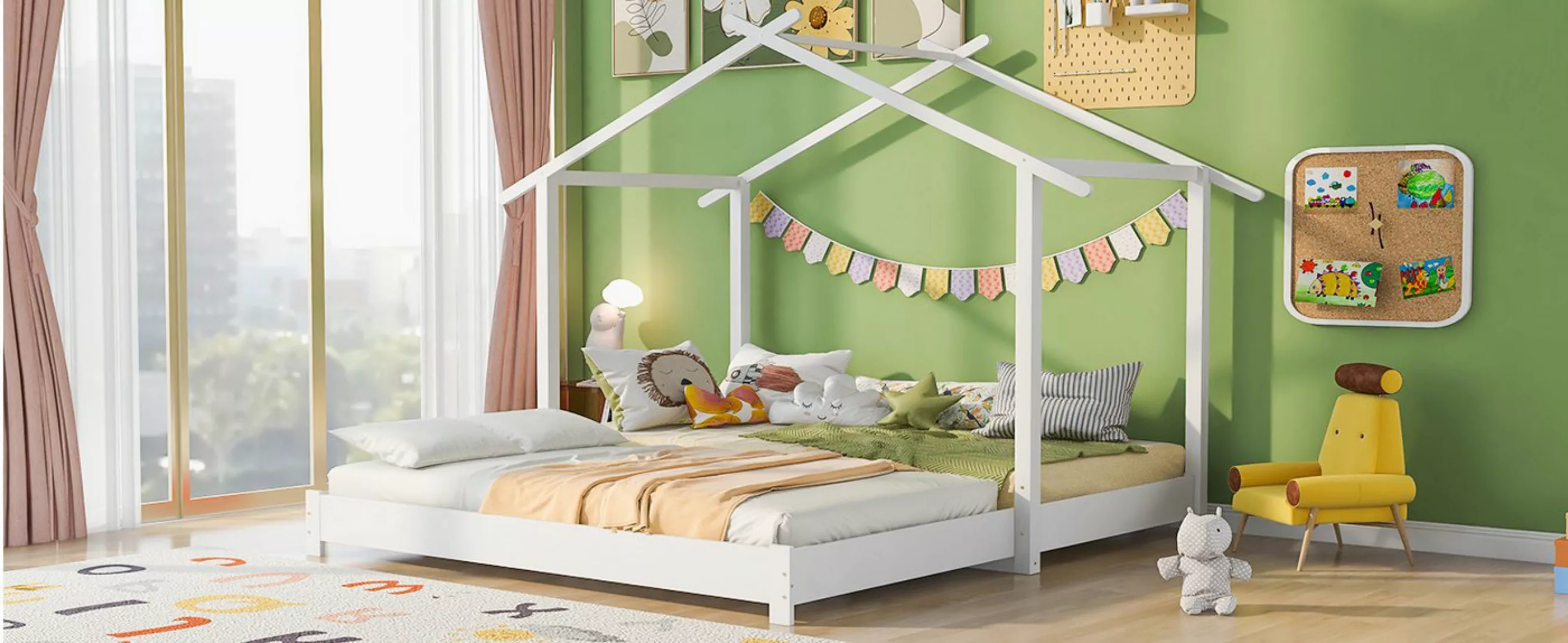 Romance Hausbett Massivholzbett Kinderbett umwandelbares Einzelbett 90*190c günstig online kaufen