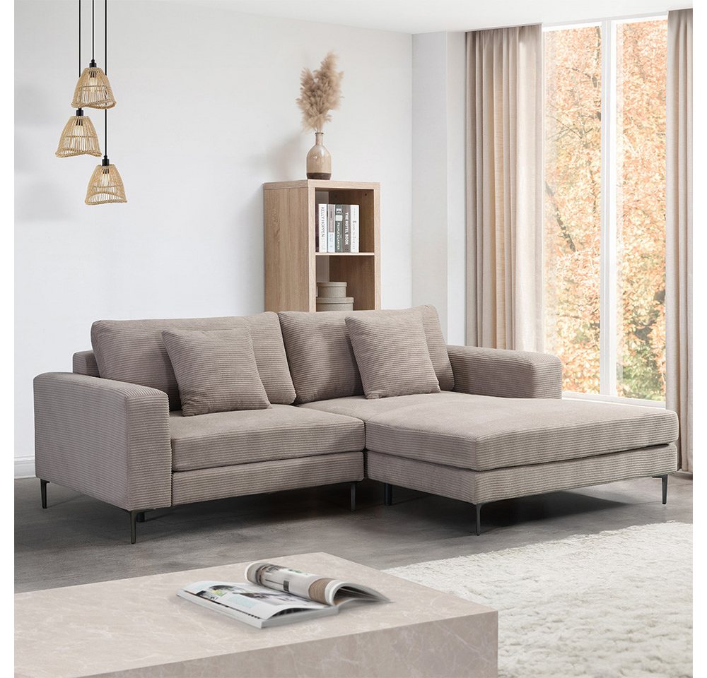 HOME DELUXE Sofa Sofa BELLANO Cord - 238 x 188 x 94 cm, Links, inkl. Zierki günstig online kaufen