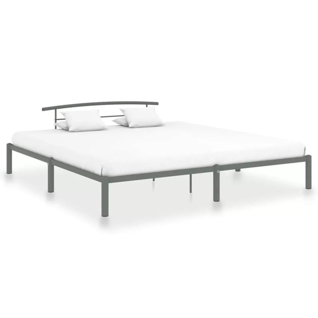 Bettgestell Grau Metall 200x200 Cm günstig online kaufen