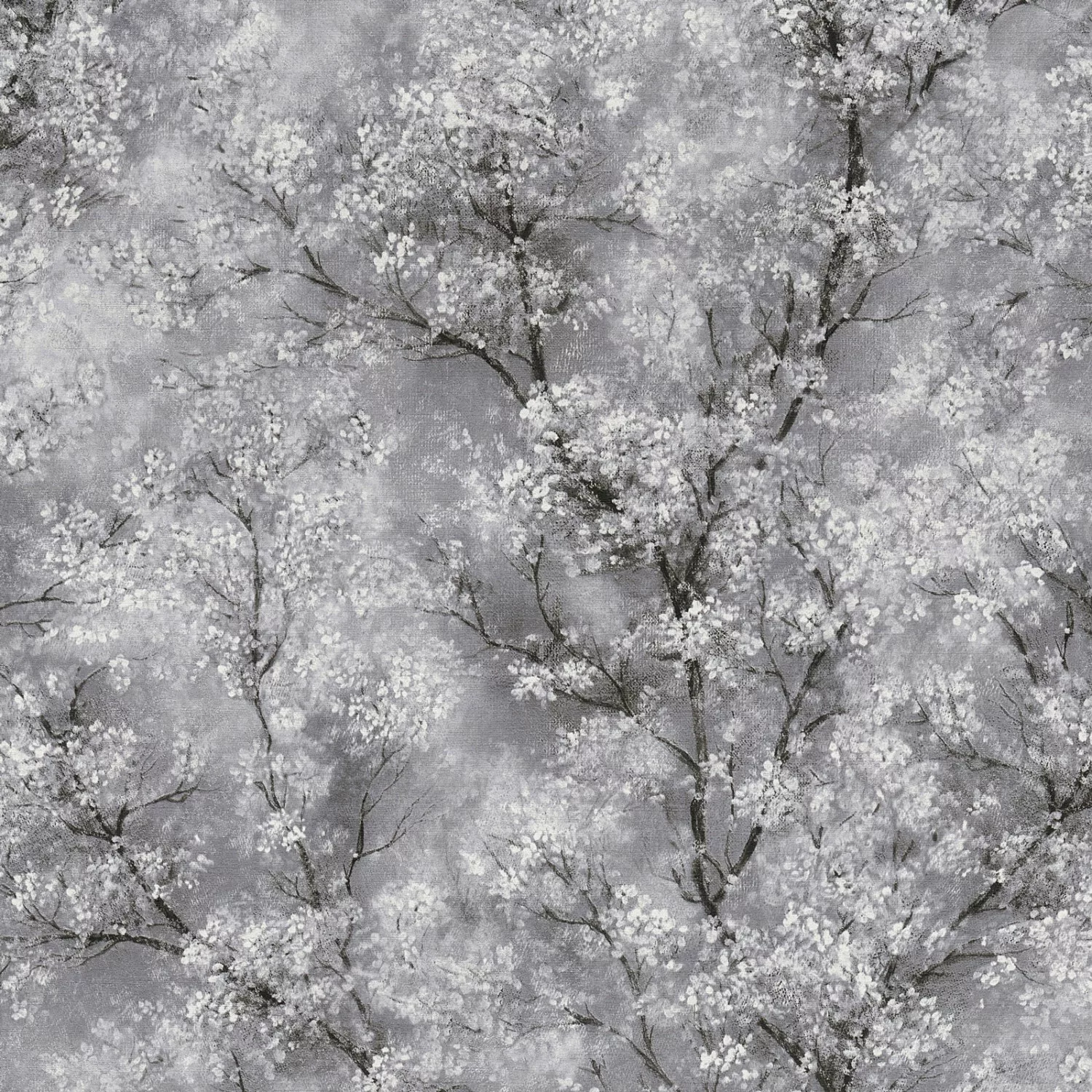 Bricoflor Japanische Kirschblüten Tapete Florale Vliestapete in Hellgrau As günstig online kaufen