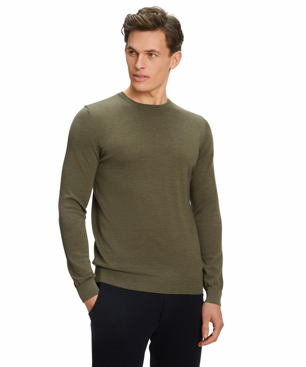 FALKE Herren Pullover Rundhals, XL, Grün, Uni, Wolle, 60910-735805 günstig online kaufen