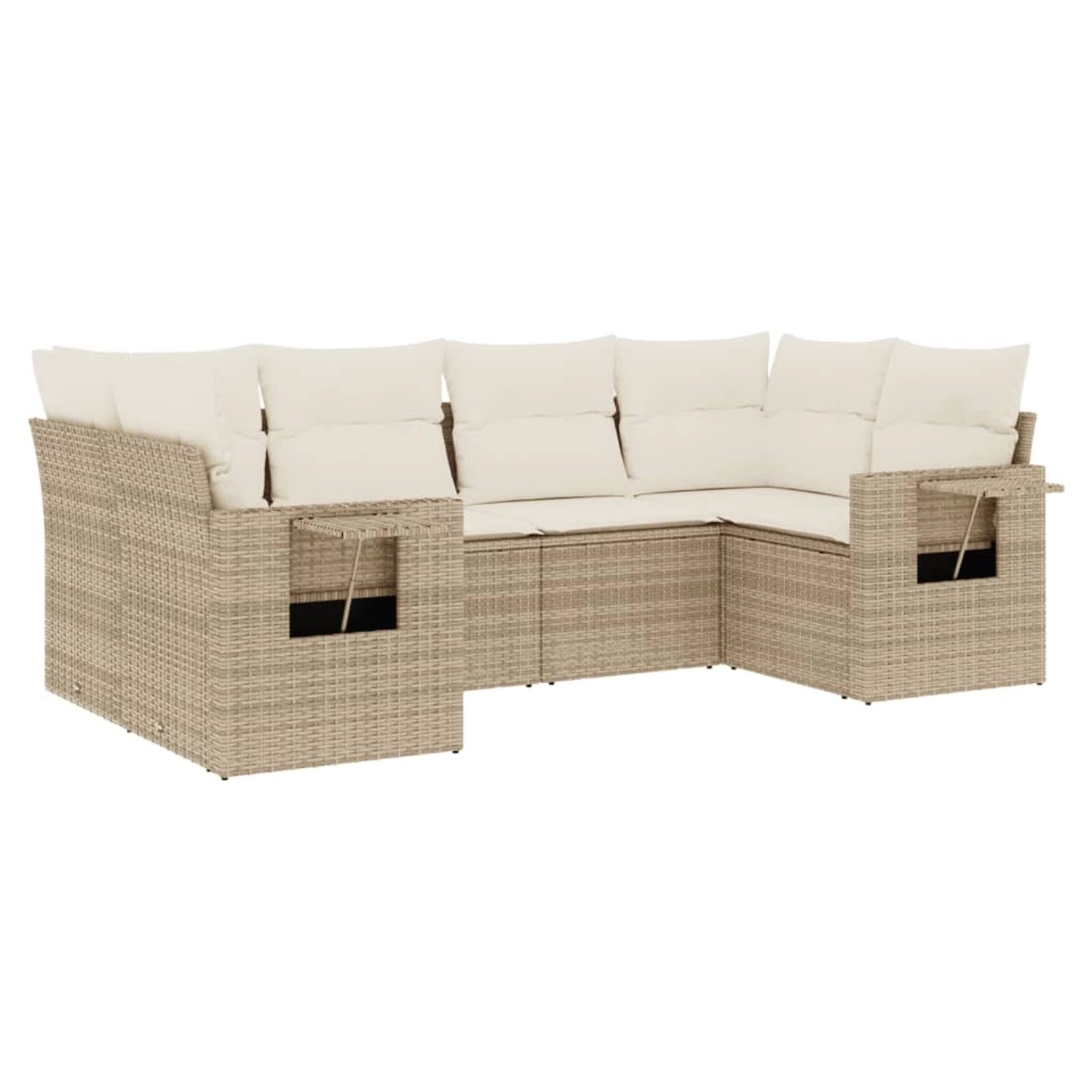 vidaXL 6-Tlg Garten-Sofagarnitur mit Kissen Beige Poly Rattan 3252915 günstig online kaufen