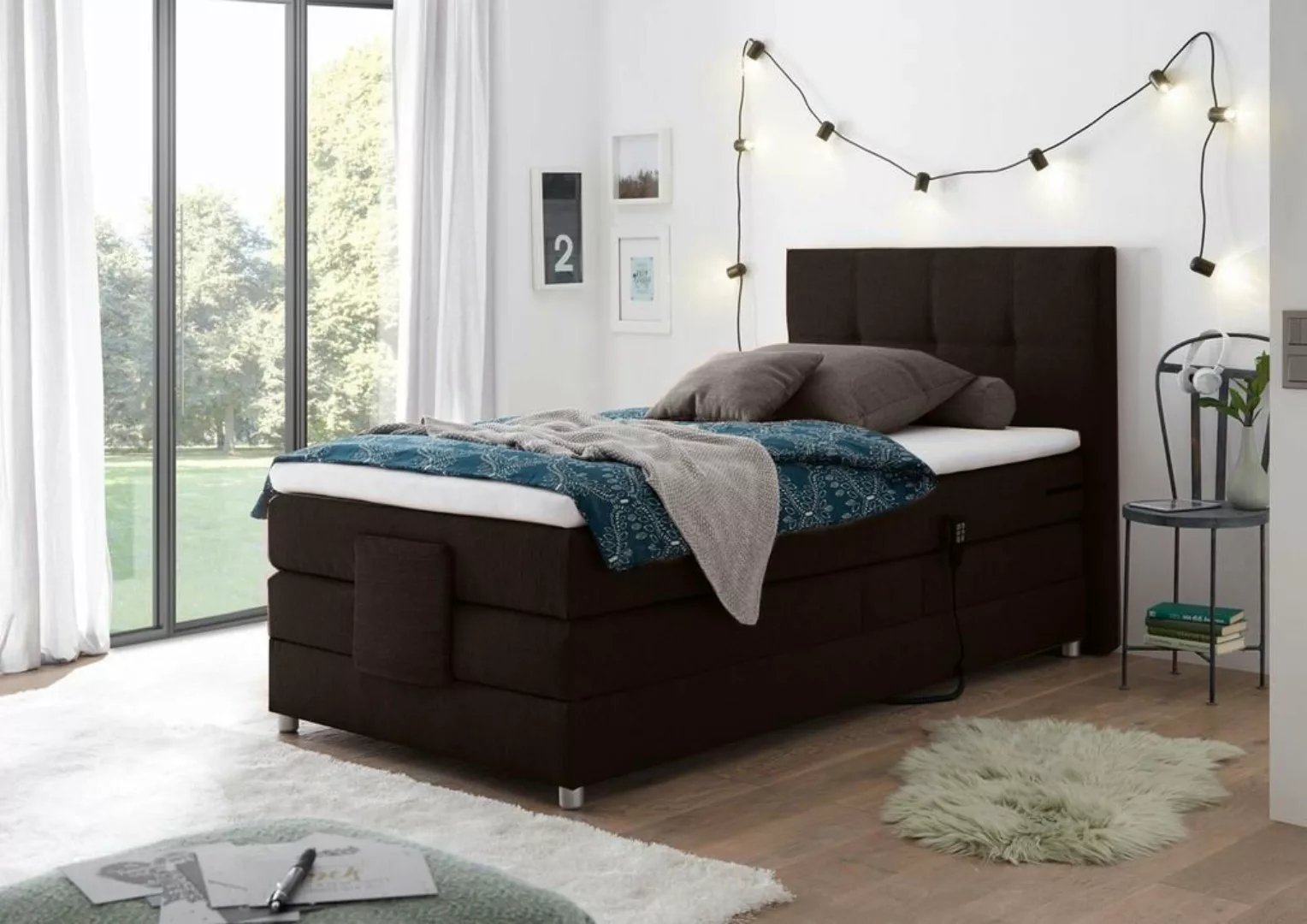 ED EXCITING DESIGN Boxspringliege (90 x 200 cm, Manolo), Braun günstig online kaufen