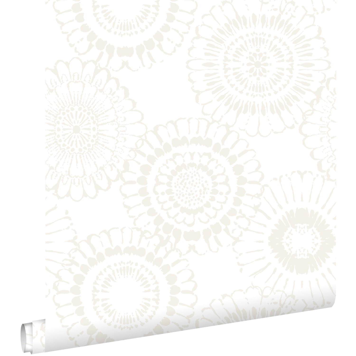 ESTAhome Tapete Blumen Silber und Weiß 53 cm x 10,05 m 138910 günstig online kaufen