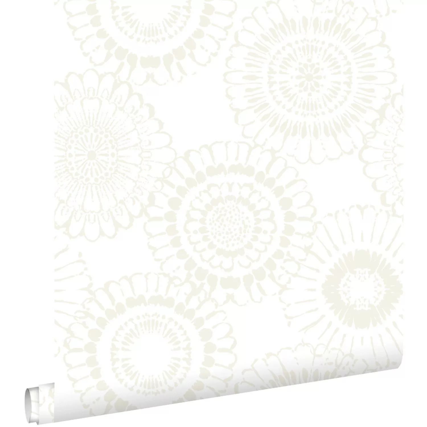 ESTAhome Tapete Blumen Silber und Weiß 53 cm x 10,05 m 138910 günstig online kaufen