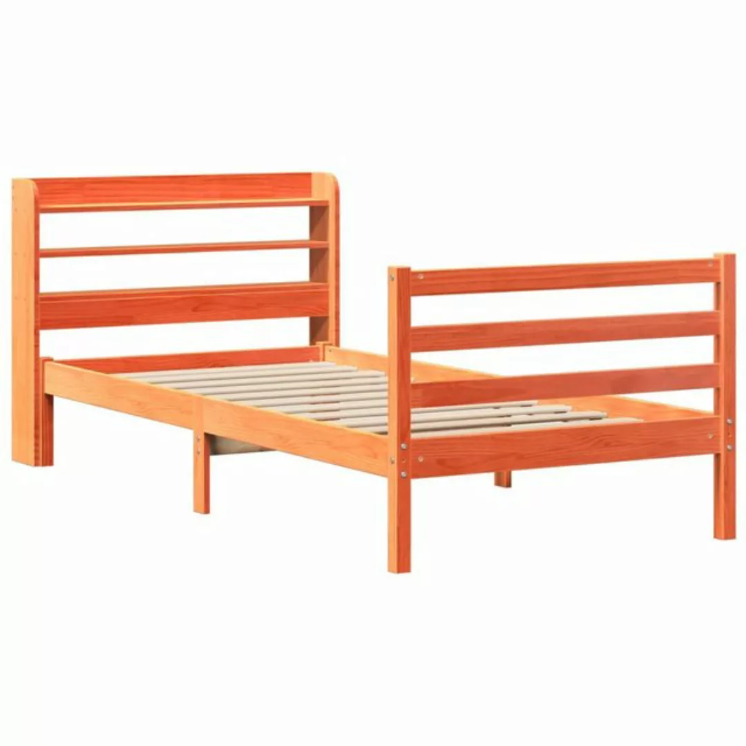 vidaXL Bett, Massivholzbett ohne Matratze Wachsbraun 90x200 Kiefernholz günstig online kaufen