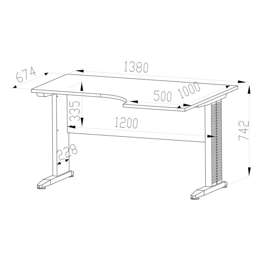 Schreibtisch 138cm Breite Eiche ORLEANS-131 günstig online kaufen