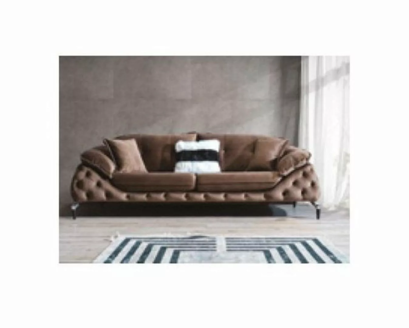 JVmoebel Sofa Designer Braune Chesterfield Couch Stoff Sofa luxus Stoff Sof günstig online kaufen