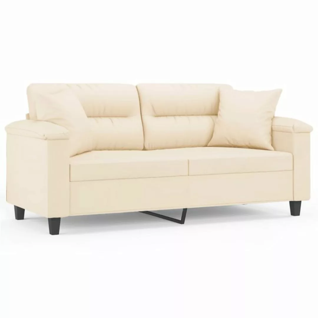 vidaXL Sofa, 2-Sitzer-Sofa mit Kissen Beige 140 cm Mikrofasergewebe günstig online kaufen