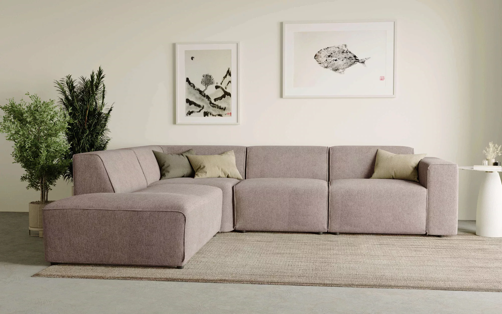 andas Ecksofa "Noord mit Kedernaht, Breite 282 cm", Cord, Struktur, Webstof günstig online kaufen