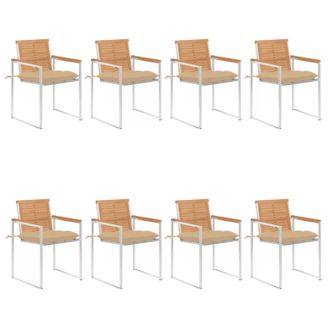 Gartenstühle 8 Stk. Mit Kissen Massivholz Teak günstig online kaufen
