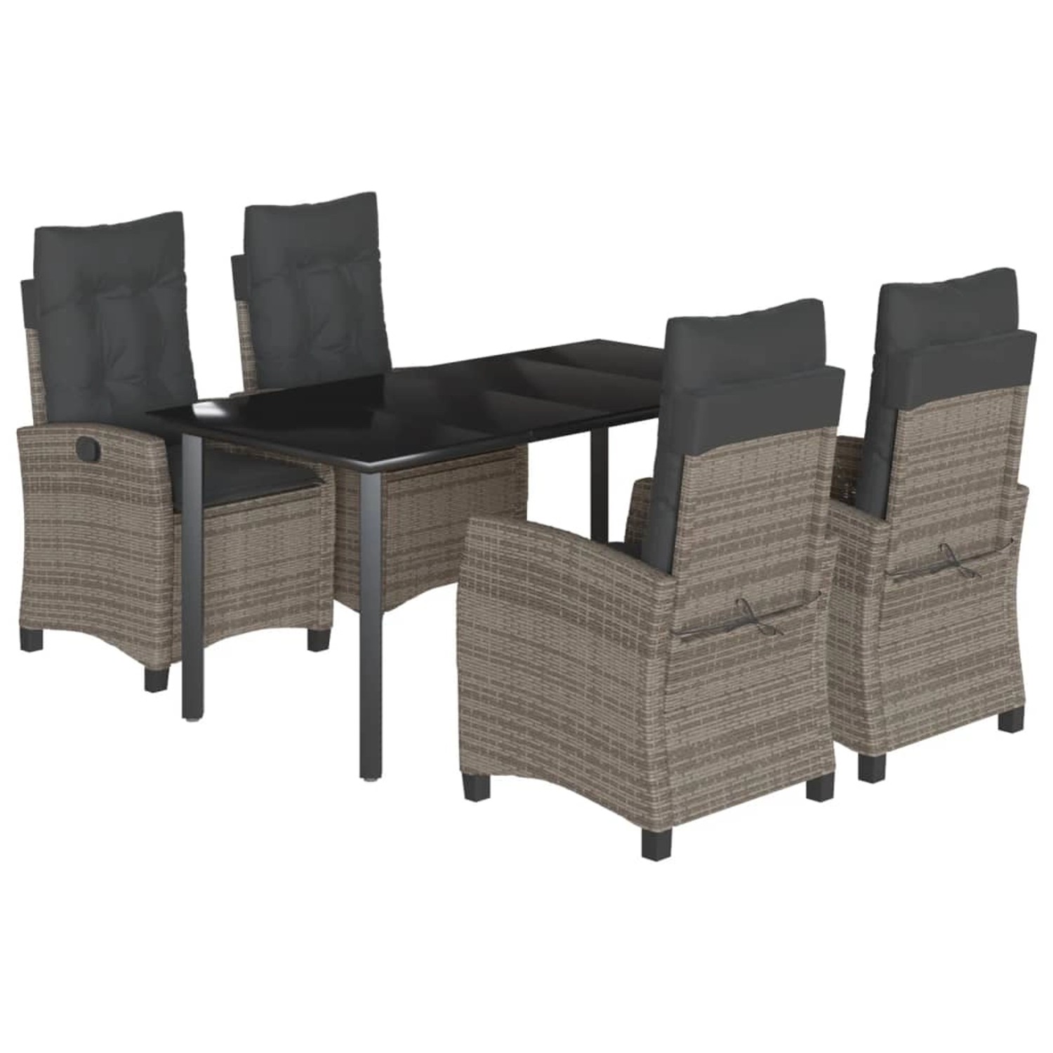 vidaXL 5-Tlg Garten-Essgruppe mit Kissen Grau Poly Rattan 3212796 günstig online kaufen