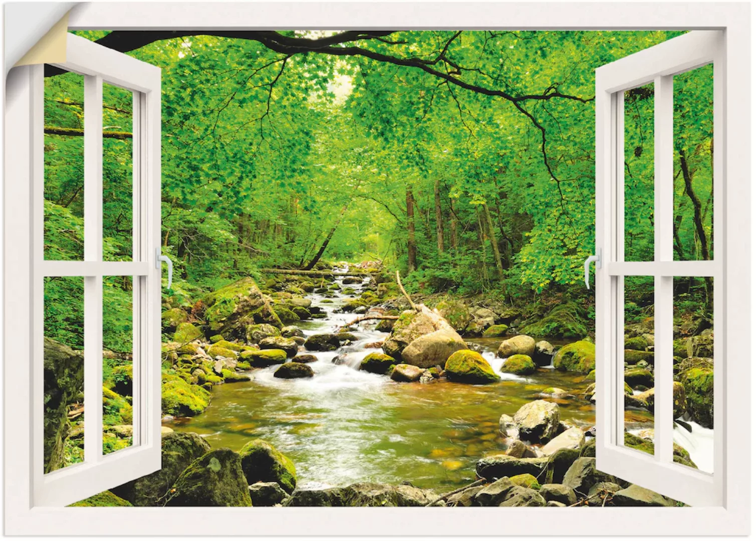 Artland Wandbild "Fensterblick Herbstwald Fluß Smolny", Fensterblick, (1 St günstig online kaufen