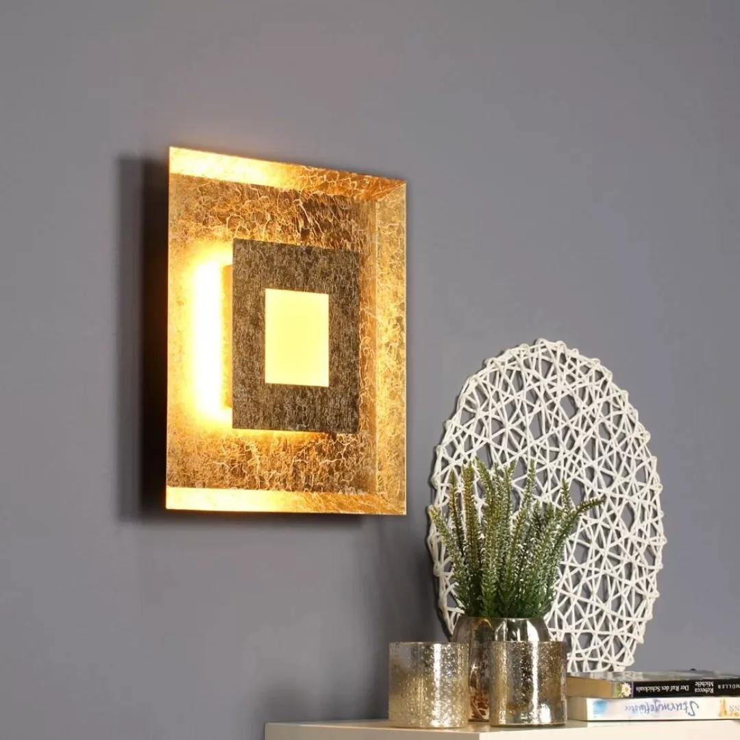 Luce Design LED-Wandleuchte Window Gold 32 cm x 32 cm günstig online kaufen