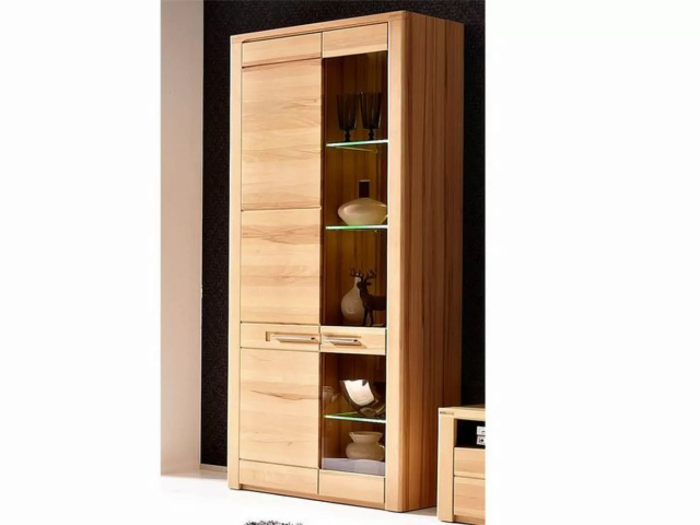 möbelando Vitrine Nature Plus 85 x 185 x 40 cm (B/H/T) günstig online kaufen