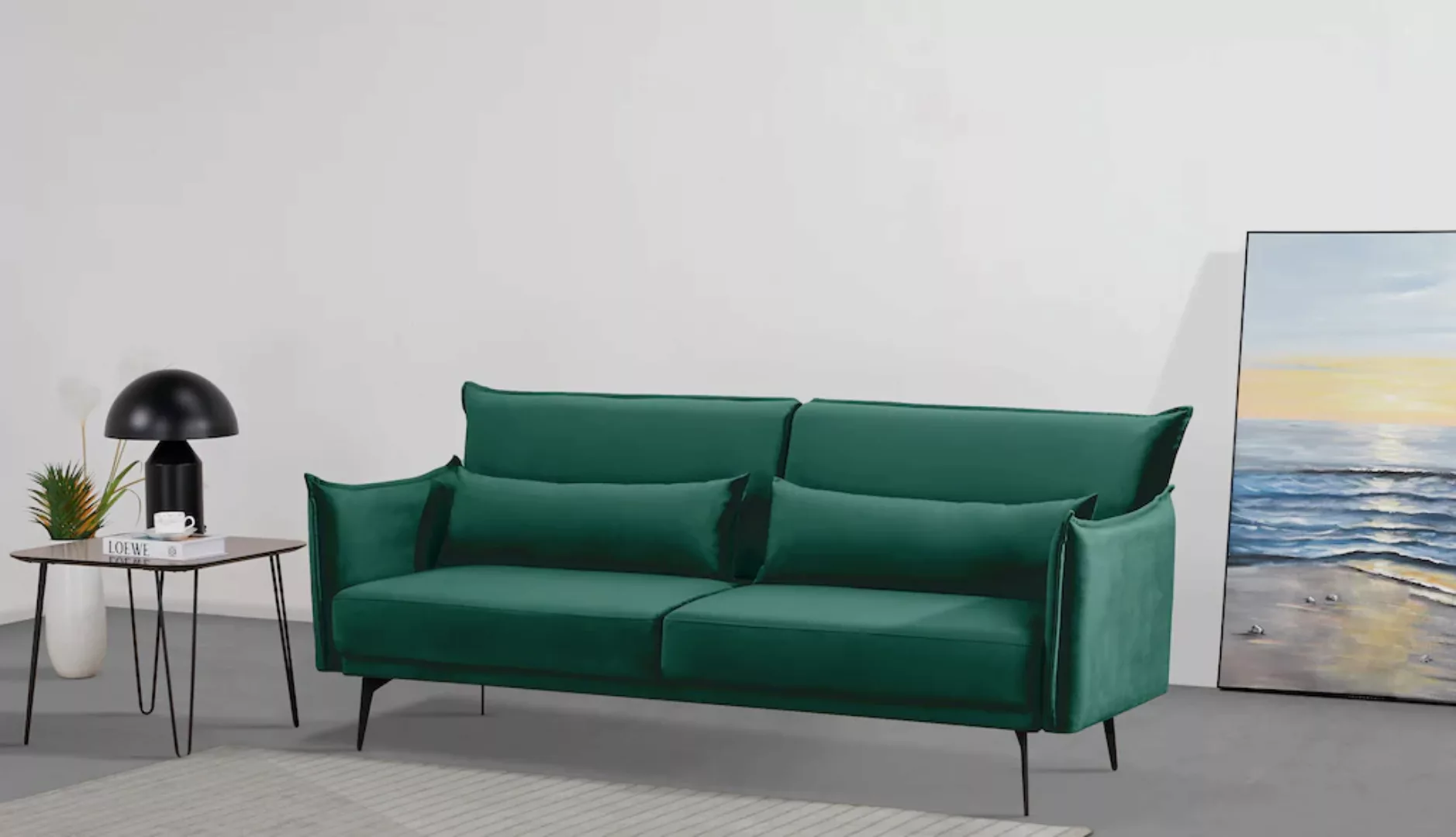 INOSIGN Schlafsofa "TULARE, 204 cm, klappbarer 3-Sitzer mit verstellbarer R günstig online kaufen