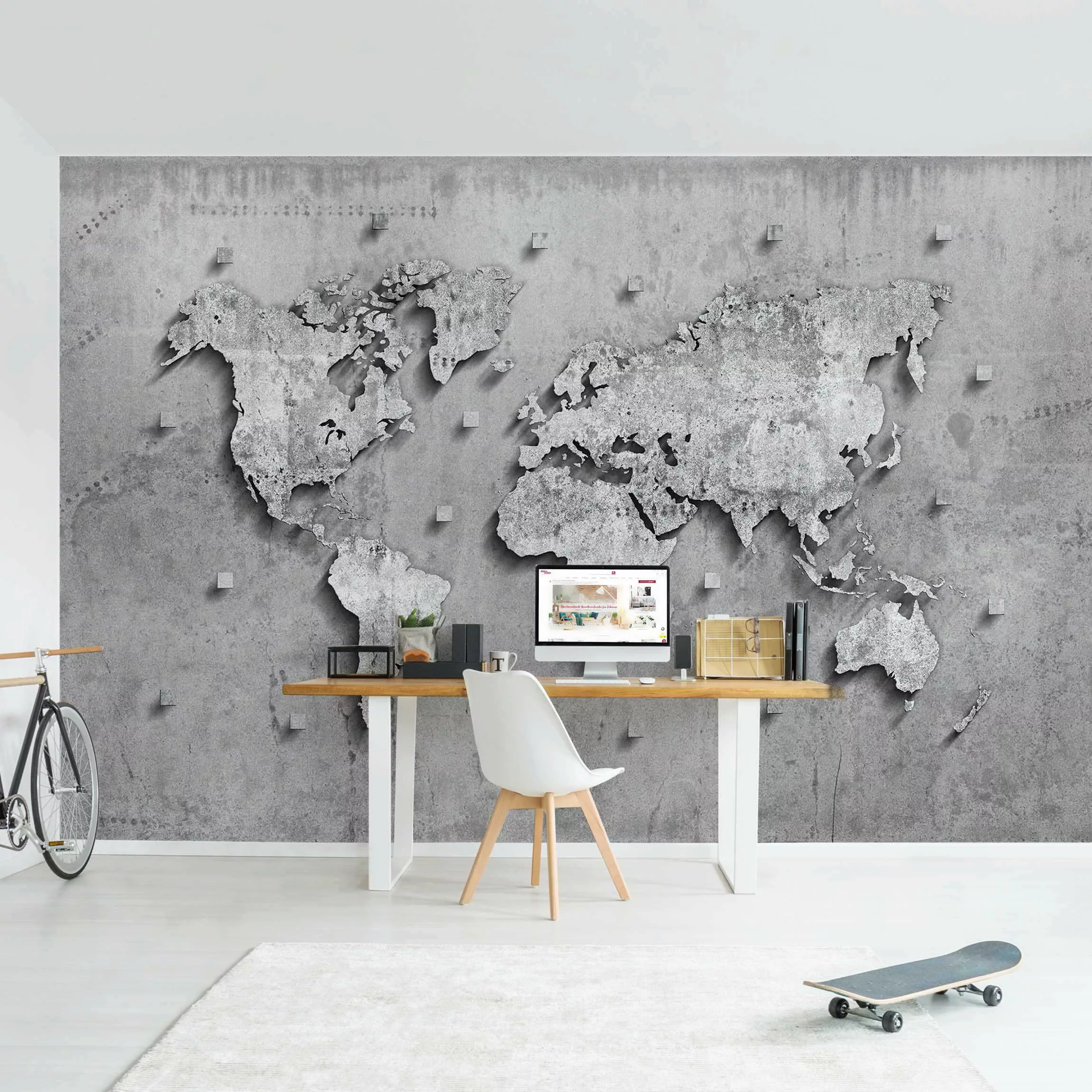 Fototapete Beton Weltkarte günstig online kaufen