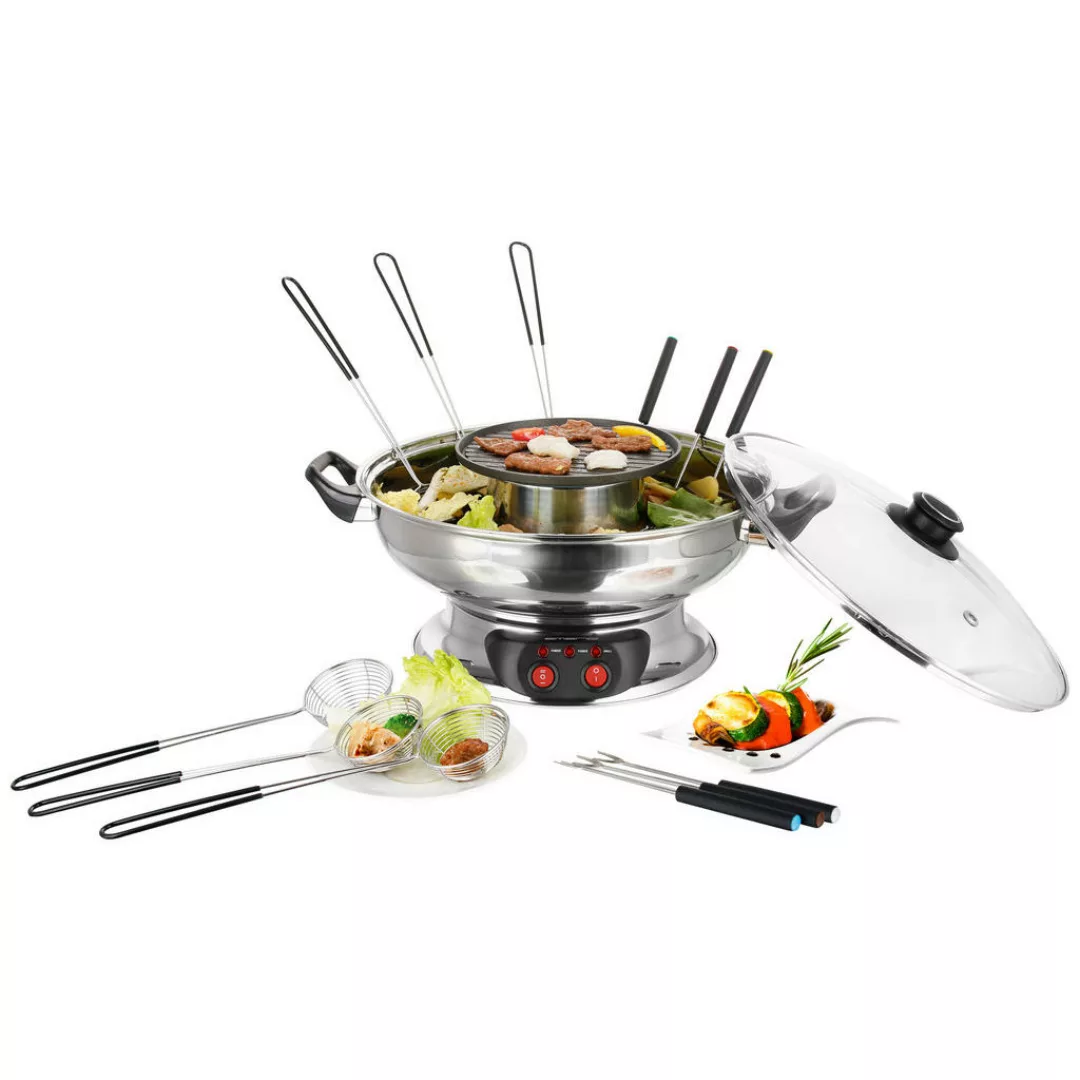 Emerio Hotpot set HPS-121313 silber Edelstahl Kunststoff Glas B/H/T: ca. 41 günstig online kaufen