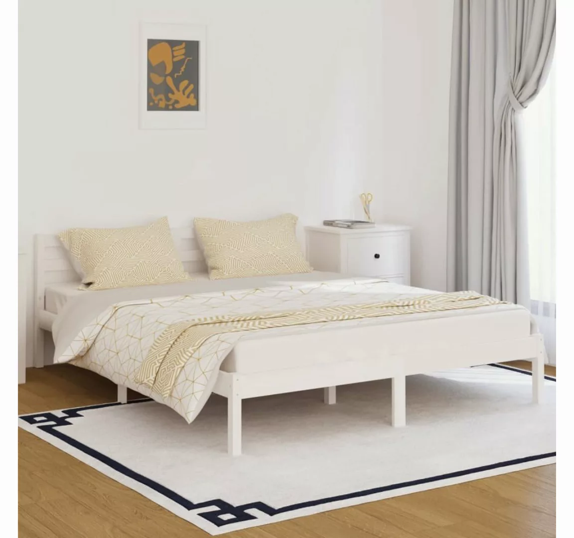 furnicato Bett Massivholzbett Kiefer 160x200 cm Weiß günstig online kaufen