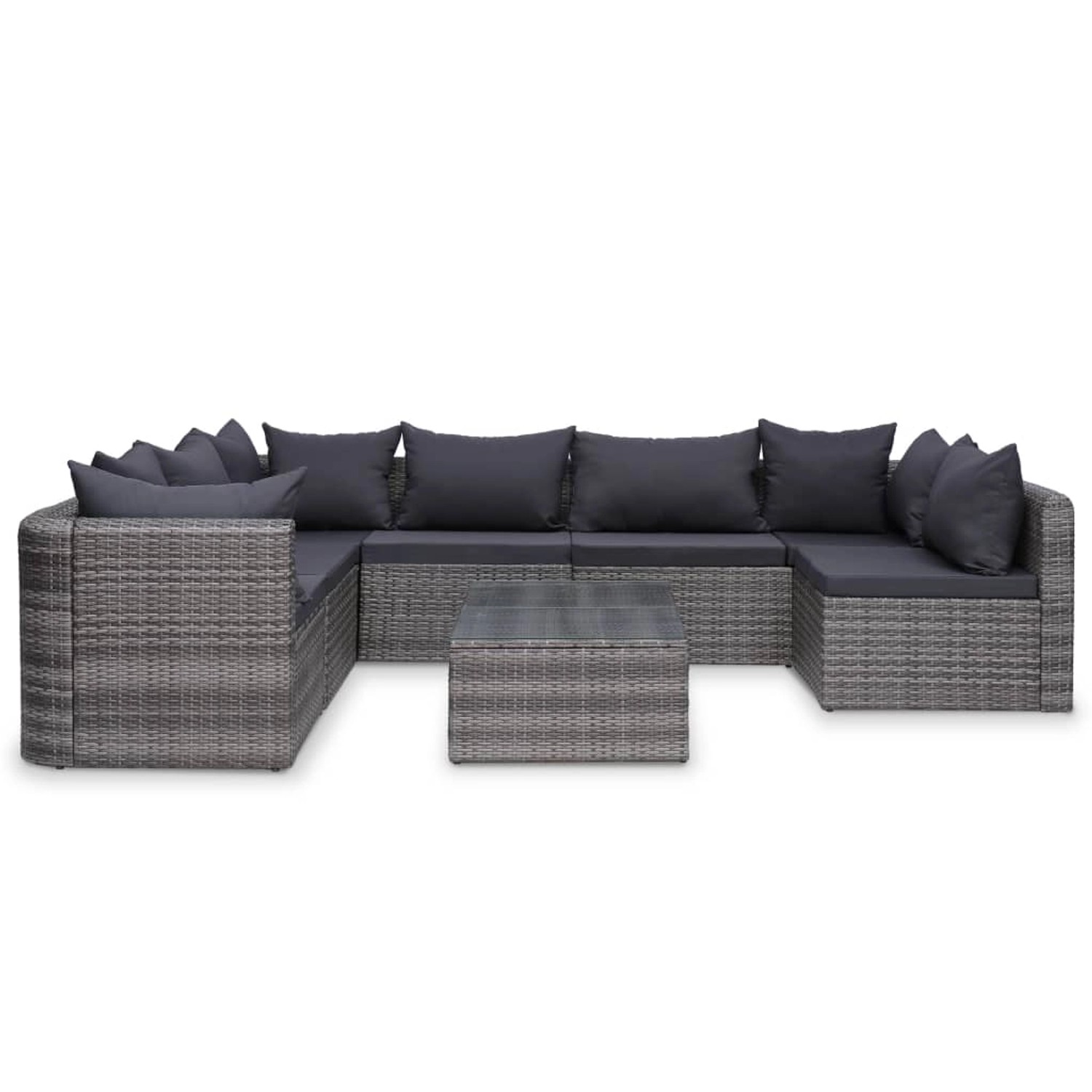 8-tlg. Garten-lounge-set Mit Auflagen Poly Rattan Grau günstig online kaufen