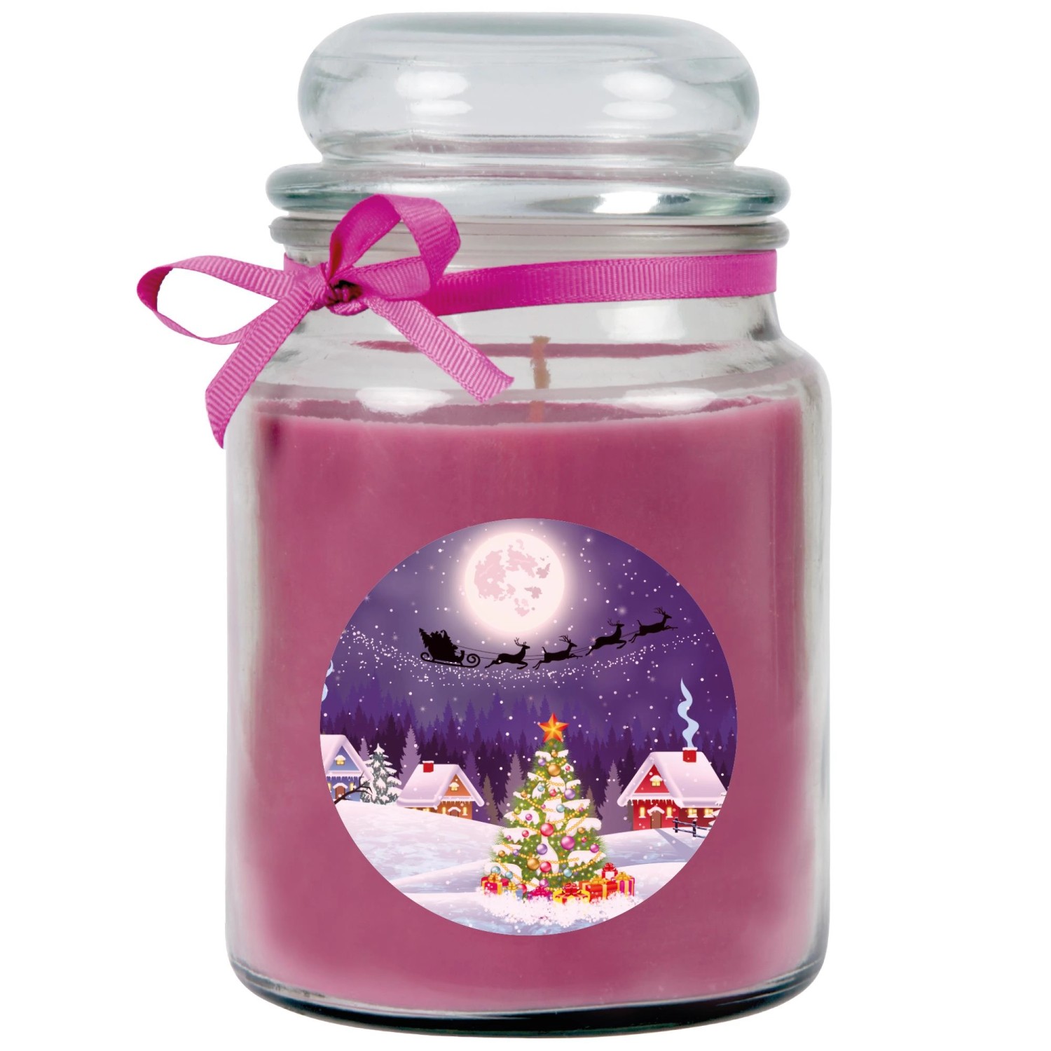 HS Candle Duftkerze & Glas Weihnachten Lila Bonbon 110h günstig online kaufen