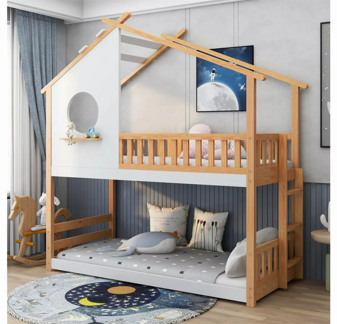 Sweiko Kinderbett Etagenbett,Hausbett,Massivholzbett, (mit Treppe,mit Falls günstig online kaufen