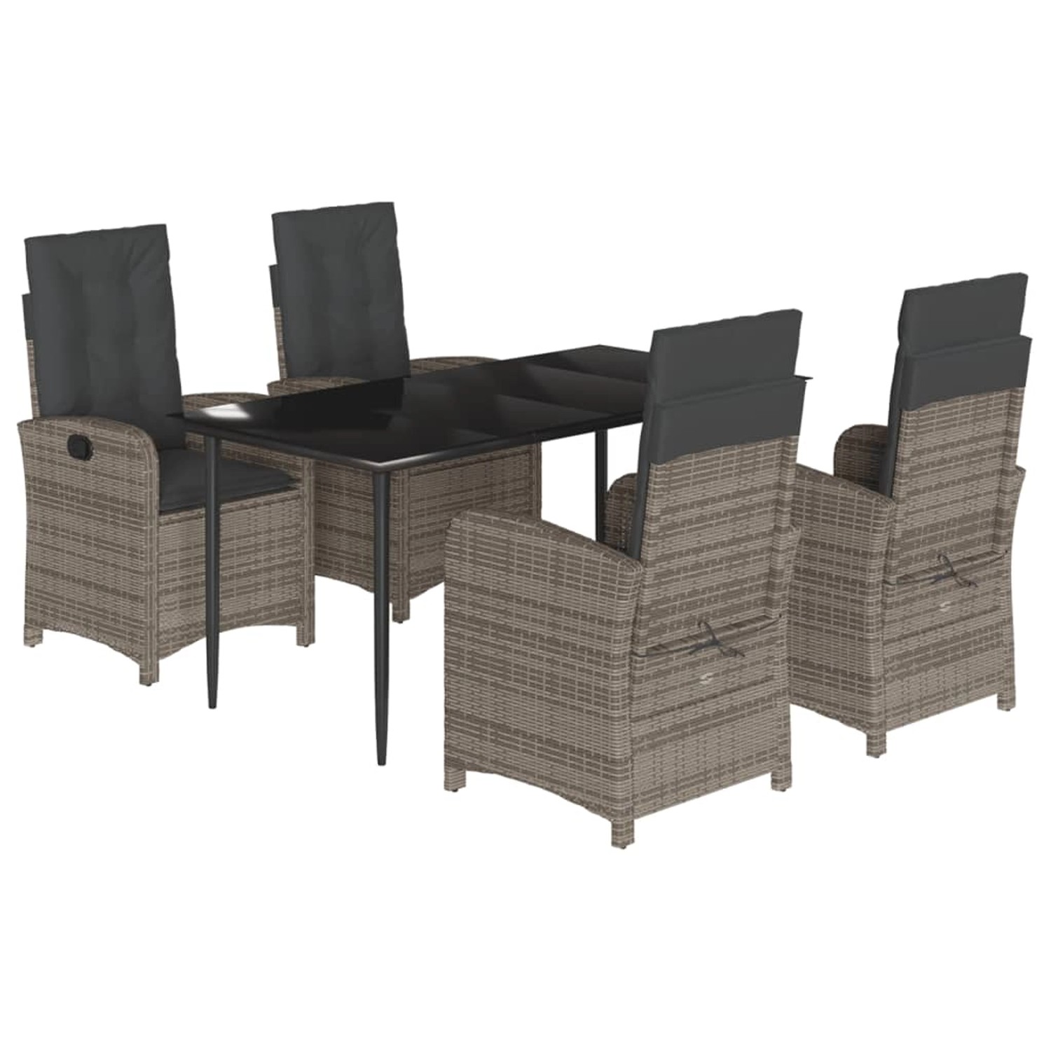 vidaXL 5-Tlg Garten-Essgruppe mit Kissen Grau Poly Rattan 3212354 günstig online kaufen