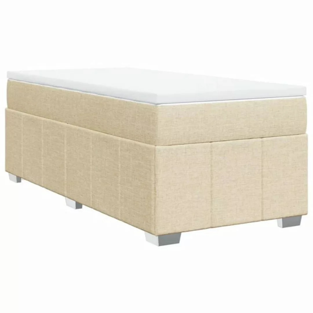 vidaXL Boxspringbett, Boxspringbett mit Matratze Creme 80x200 cm Stoff günstig online kaufen