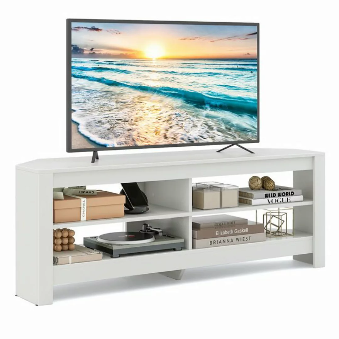 COSTWAY TV-Schrank TV Lowboard mit Ladestation & 4 offenen Ablagen, weiß günstig online kaufen