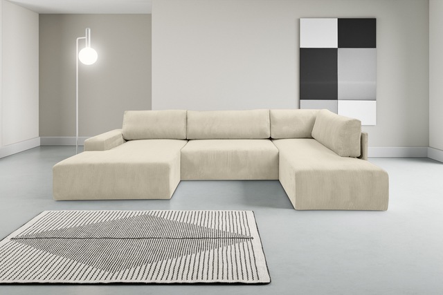WERK2 Wohnlandschaft "Rotterdam-U, U-Form, in kuschelweichem Cord oder Brei günstig online kaufen