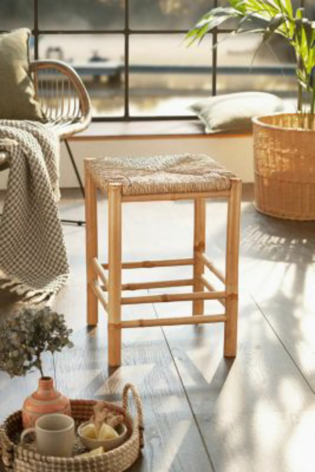 HOME Living Hocker Bambus Sitzhocker natur günstig online kaufen