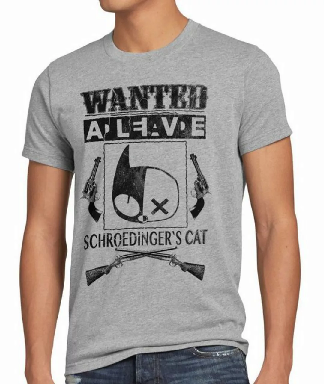style3 Print-Shirt Herren T-Shirt Wanted Schroedinger's Katze big bang shel günstig online kaufen