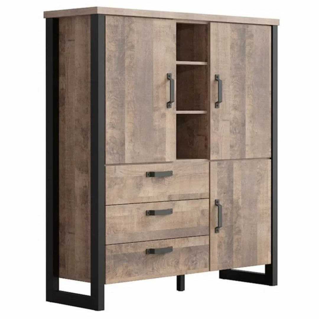 Highboard Emile Eiche Tabak Nachbildung B/H/T: ca. 138x155x45 cm günstig online kaufen