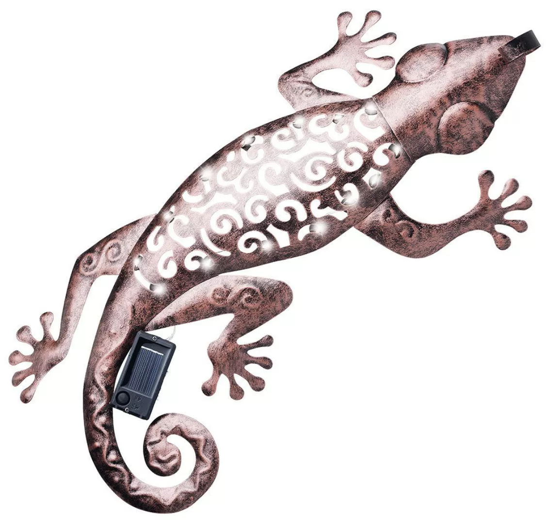 Solar Wandleuchte Gecko LED Beleuchtung Metall Außen-Wanddeko 24x50cm günstig online kaufen