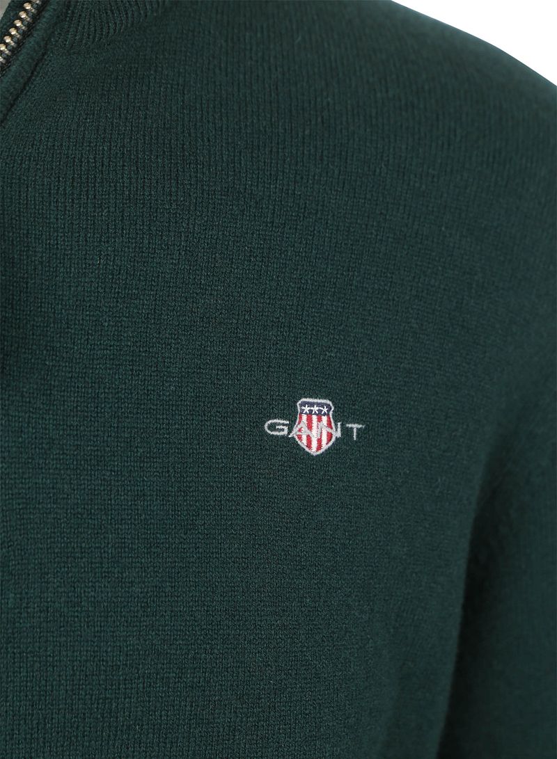 Gant Halfzip-Wollpullover mit Logo Grün - Größe L günstig online kaufen