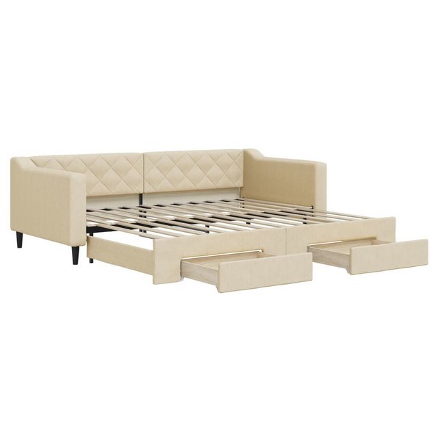 vidaXL Bett Tagesbett Ausziehbar mit Schubladen Creme 90x200 cm Stoff günstig online kaufen