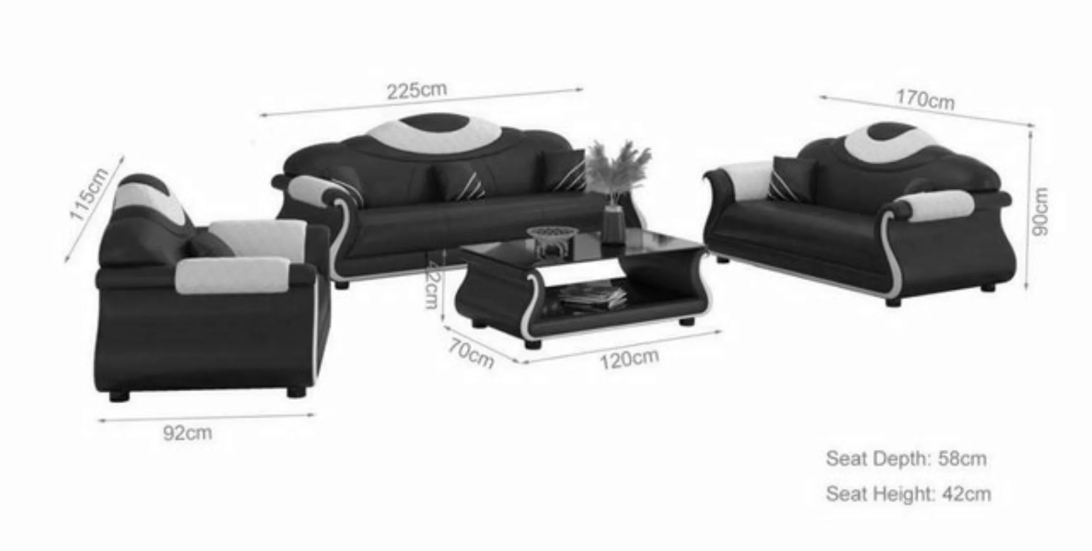 JVmoebel Sofa Sofagarnitur 3+2+1 Sitzer Wohnlandschaft Sofa Couch Polster, günstig online kaufen